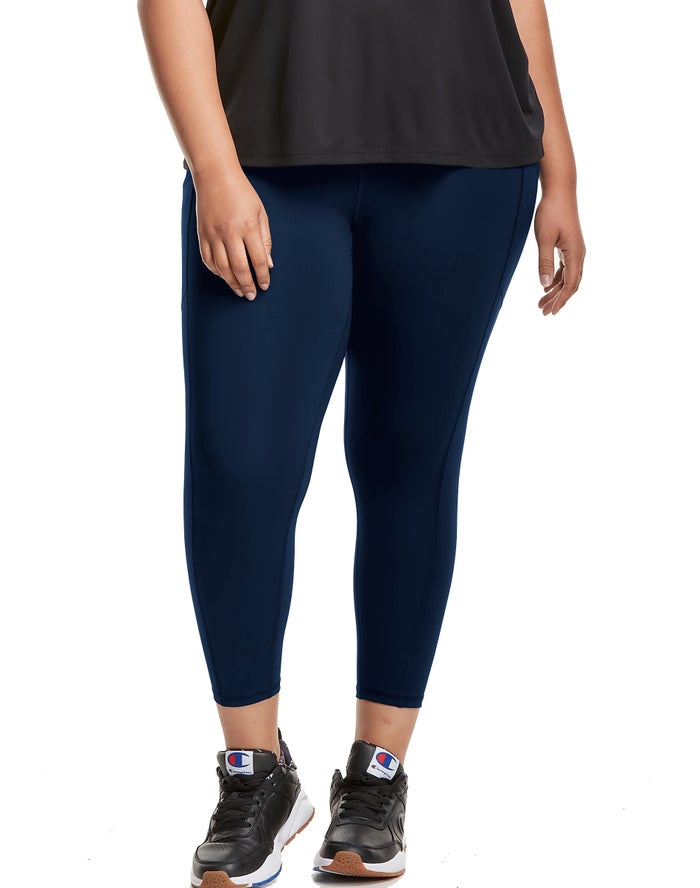 Champion Womens Leggings NZ - Plus Absolute 3/4 Pocket Navy ( 9761-KIZVC )